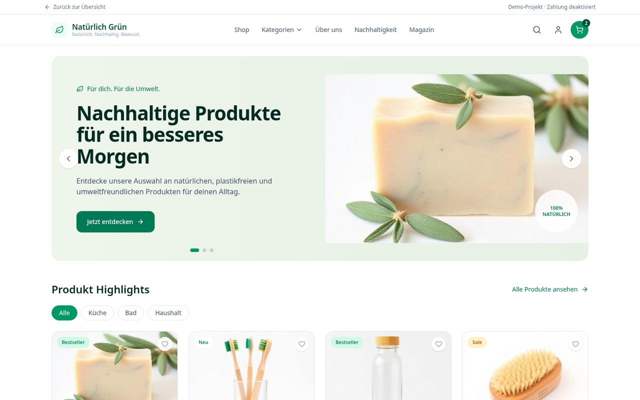 Vorschau: Onlineshop für Naturprodukte
